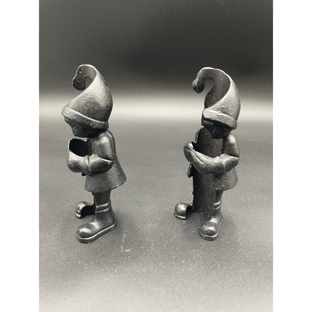 Crate & Barrel Cast Iron Metal Gnome Candleholders